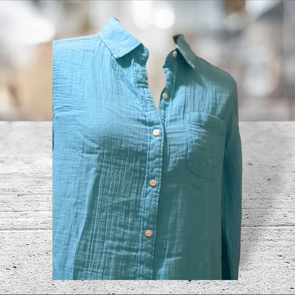 NWT St John's Bay long sleeve button down top size M - Picture 6 of 15